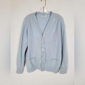 James Pringle Lambswool Light Blue Button-Up Cardigan, Size Large
